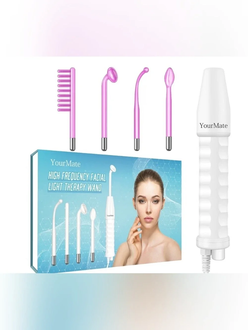 YourMate PhotoTherapy Device High Frequency Facial Wand Machine Argon